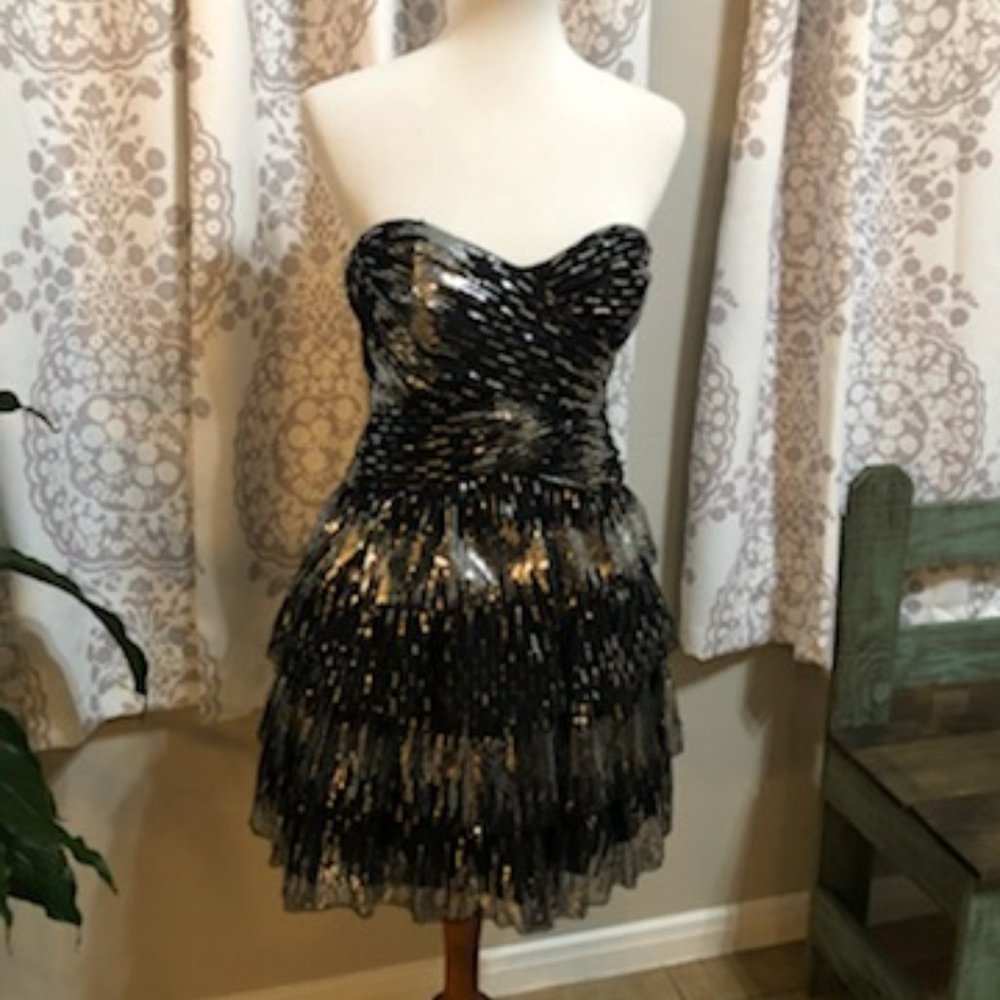 Roberta Silver and Black Party Dress - 7/8